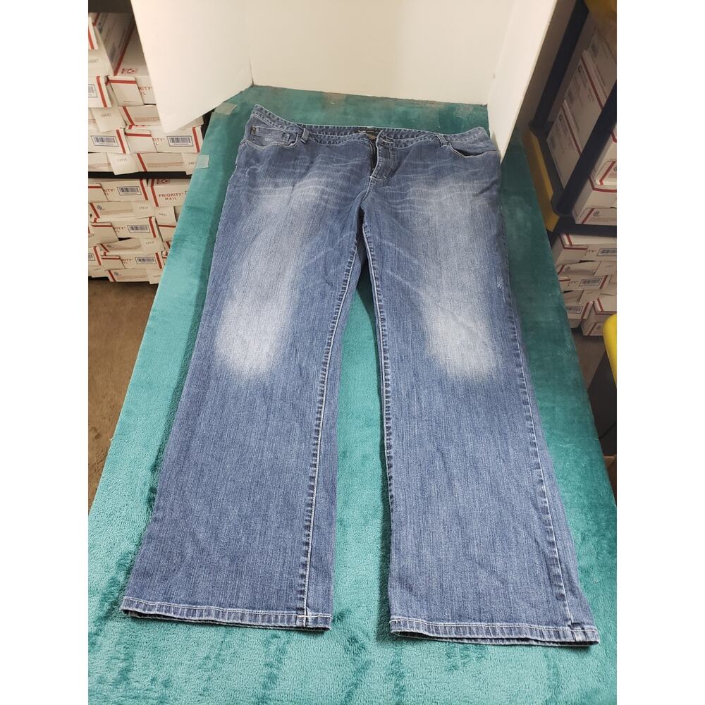 Mossimo Jeans Size 22 W Womens Blue Stretch Pants Distressed Mid Rise Bootcut